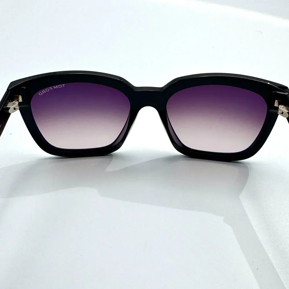 Tom Ford Sunglasses Amarra TF502 01T Black Butterfly Gradient Bordeaux Lens 55mm